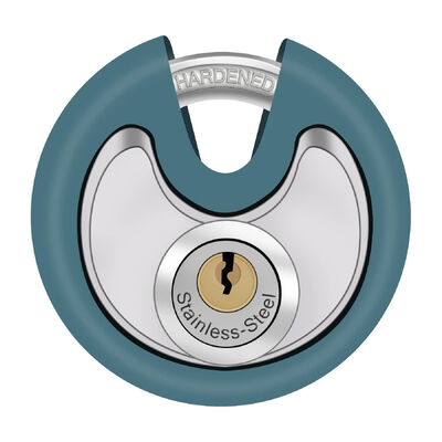 Rarlux Waterproof Padlock Stainless Steel Disc Lock with Rubber Bumper for Gate Stainless Steel Heavy Duty Discus Keyed PadLock