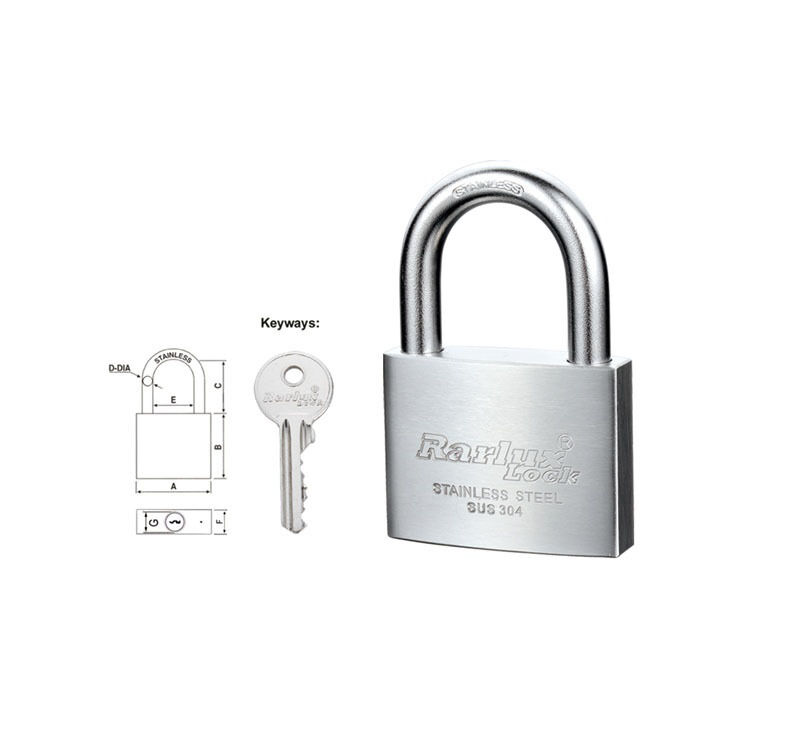 Rarlux Custom Anti-Theft Durable Heavy-Duty 304 Stainless Steel Padlock with 3 Brass Keys Eco-Friendly