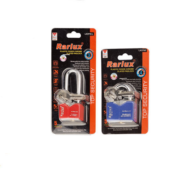 Cadenas en fer massif avec couvercle en plastique, anse de 50 mm, coloré