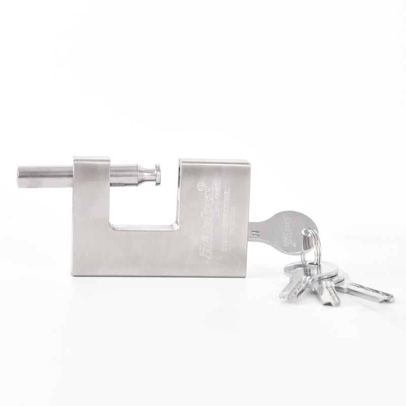 Custom Heavy Duty 304 roestvrij staal Top Security rechthoekig hangslot met 4 computer sleutels Zilver Rarlux Model 750