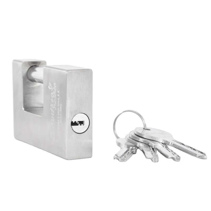 Custom Heavy Duty 304 roestvrij staal Top Security rechthoekig hangslot met 4 computer sleutels Zilver Rarlux Model 750