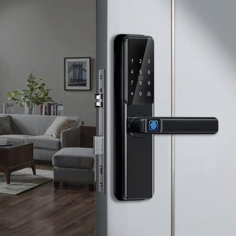 Tuya App Smart Fingerprint & Key Home Security Door Lock Polished Digital Intelligent Electric Smart Lock for Your Home System