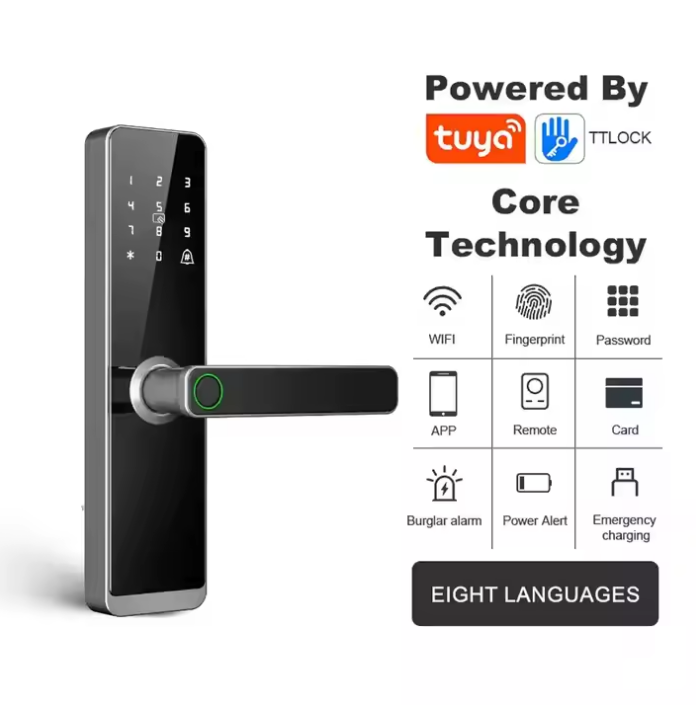 Home Security WIFI Tuya APP Smart Fingerprint Padlock Digital Intelligent Electric Smart Door Lock for Your Home System with TT