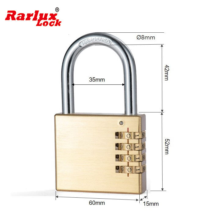 Rarlux 4 Digits Password  Luggage Bag Copper Tsa Padlock Code Padlock Brass Combination Padlock